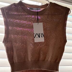 Zara Women's Shimmering Brown Tank Top